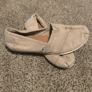 Tan Canvas Toms; Size 8.5